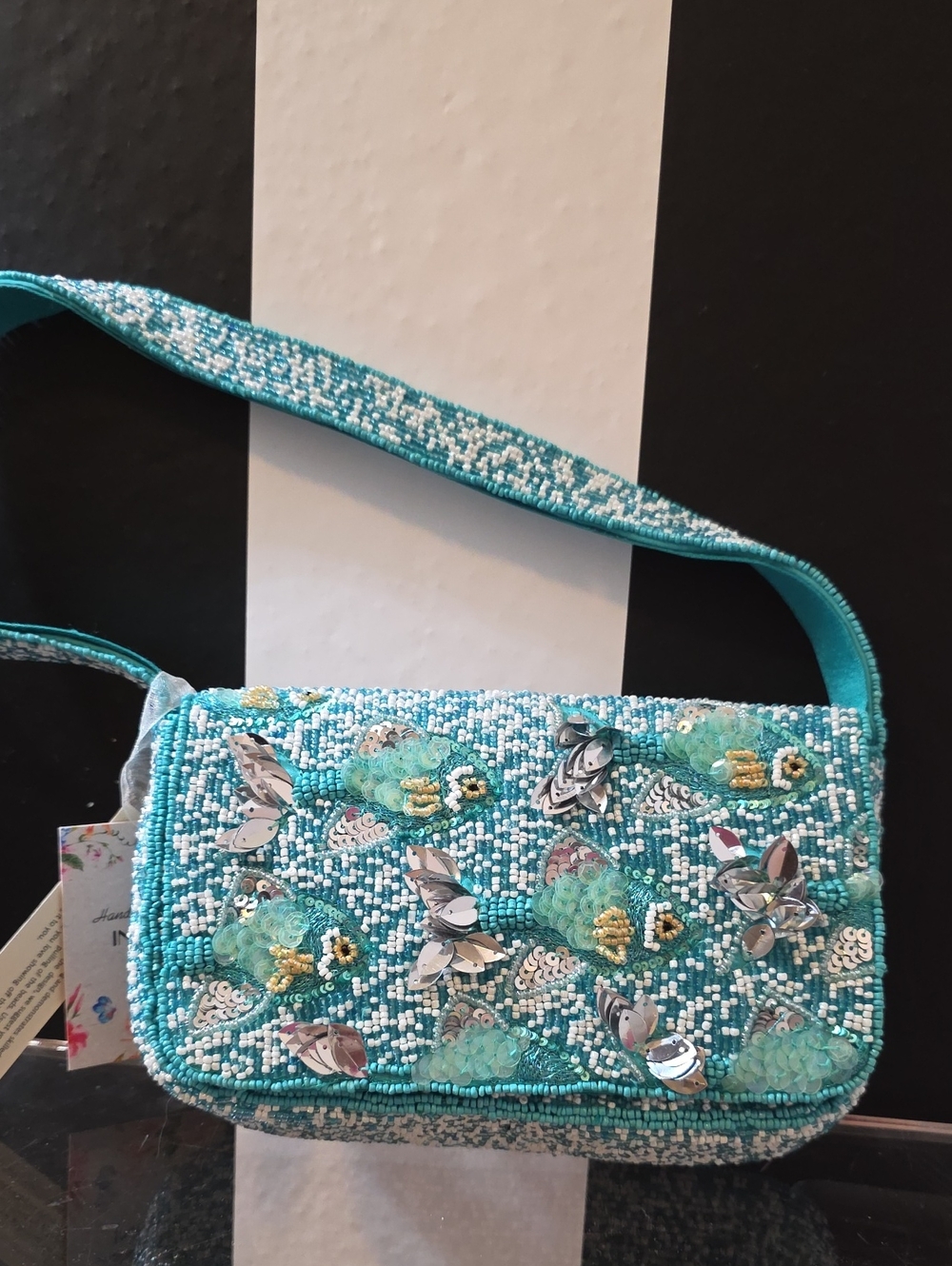 Beaded Aqua Embellished Bag